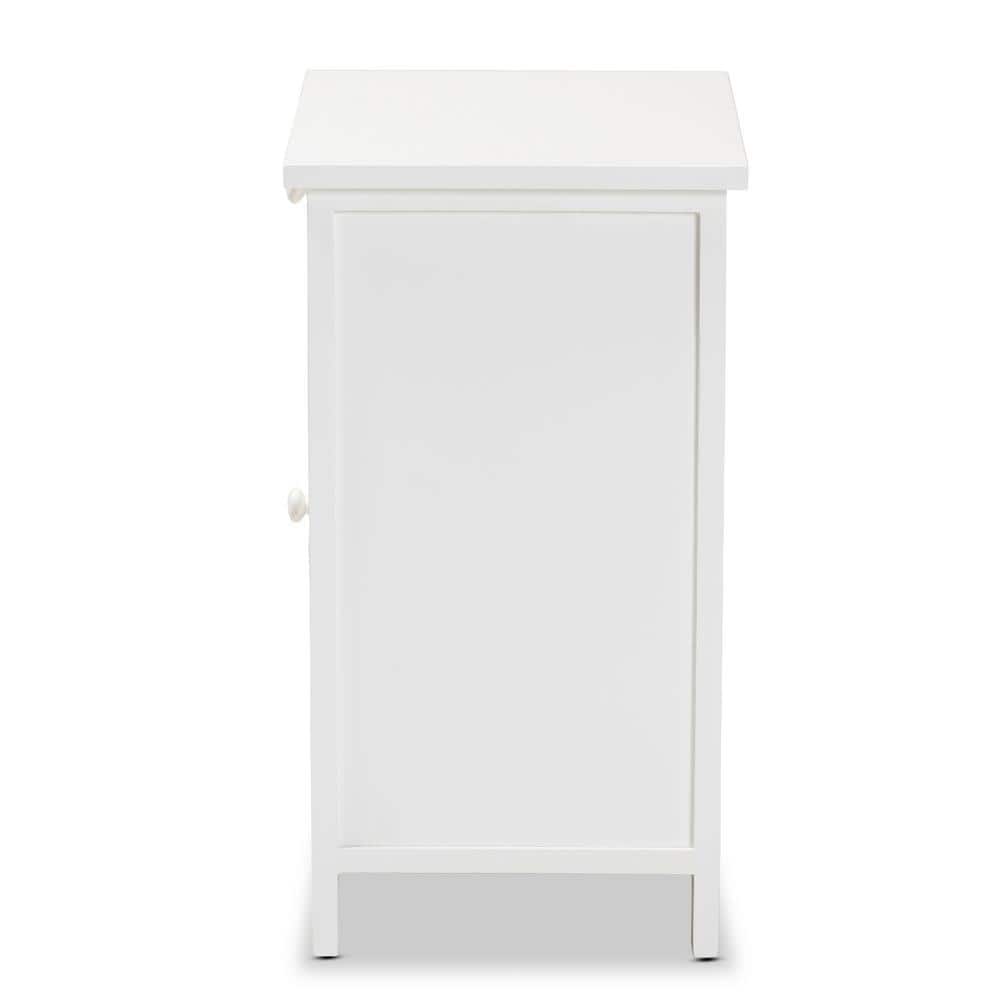 Sariah Mid-Century Rattan Accented 2-Drawer Nightstand - White