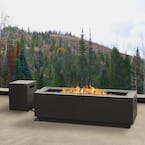 Lanesboro 48 in. x 15 in. Rectangle Powder Coated Iron Propane Fire Pit Table in Gray with NG Conversion Kit