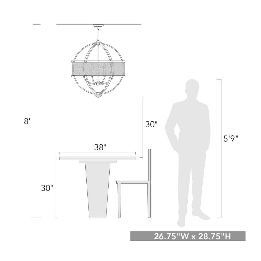 Contemporary Silver 6-Light Industrial-Chic Chandelier