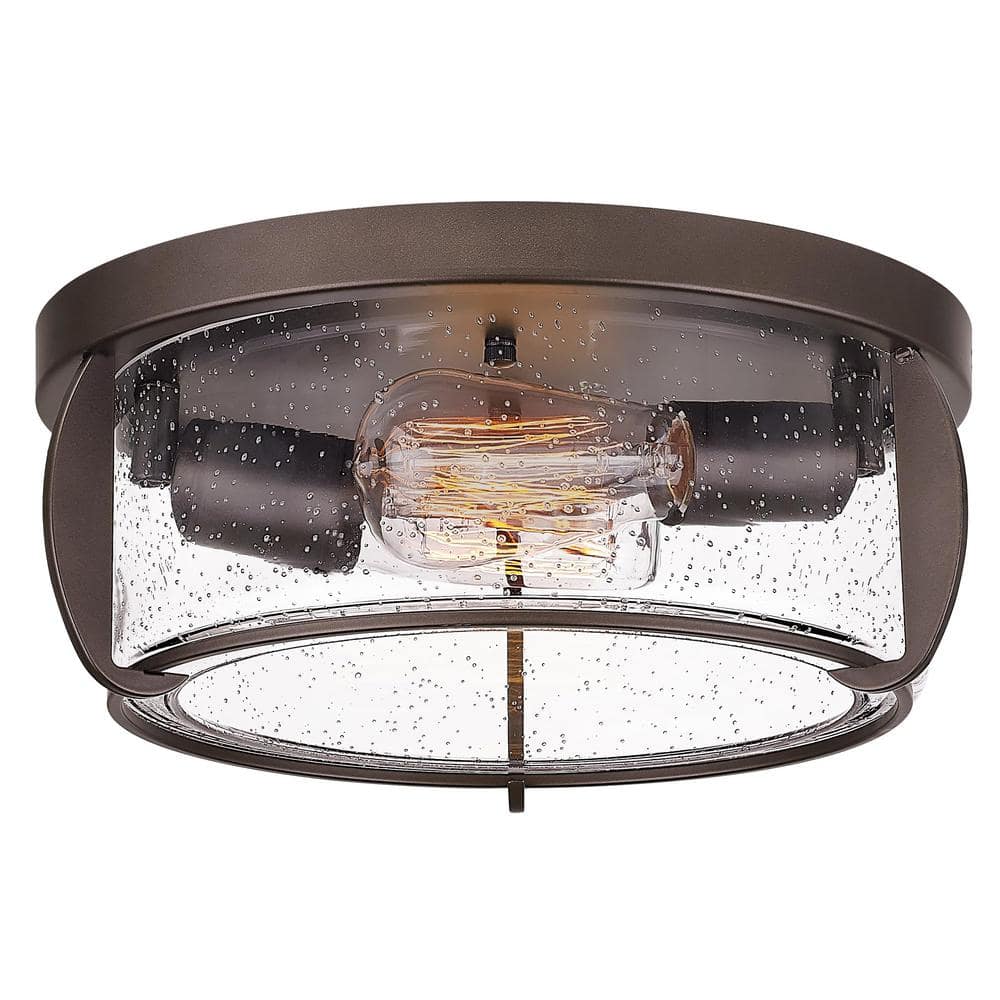 12.6 in. 1-Light Brushed Black Modern Flush Mount with Clear Glass Shade and No Bulbs Included price history on PriceWatchPro