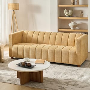 Amity Camel 81.5"W Modern Boucle Fabric Sofa with Hidden Low Legs