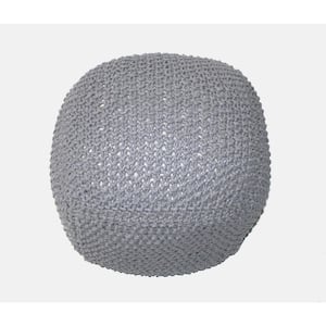 Light Gray Cotton SEMI-Rounded Pouf