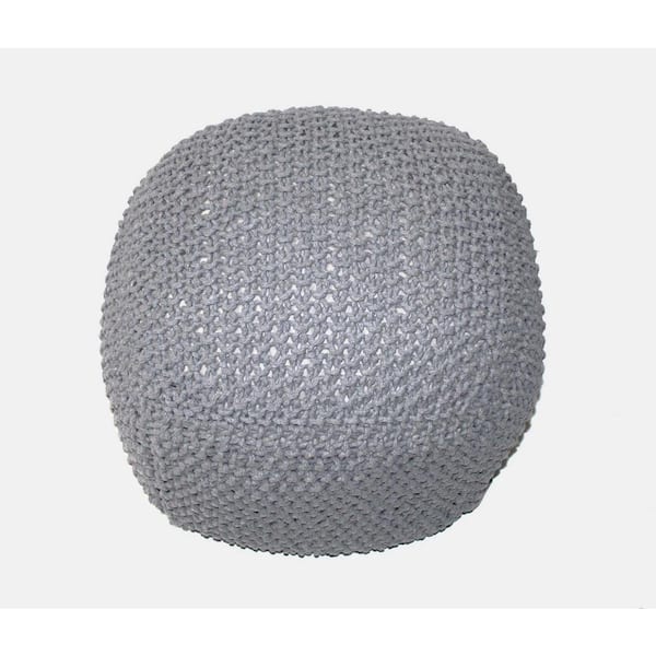 wetiny Light Gray Cotton SEMI-Rounded Pouf