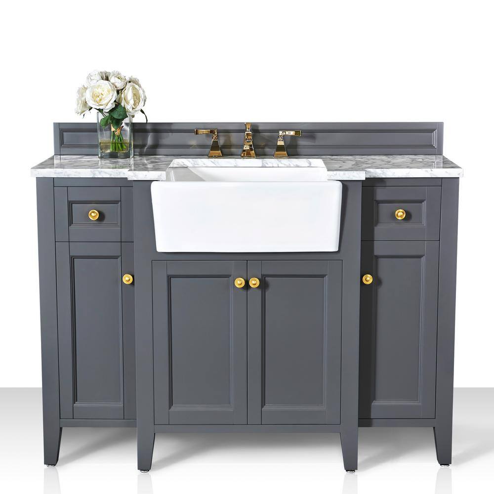 Adeline 48'' Gray Vanity with Marble Top and Gold Hardware