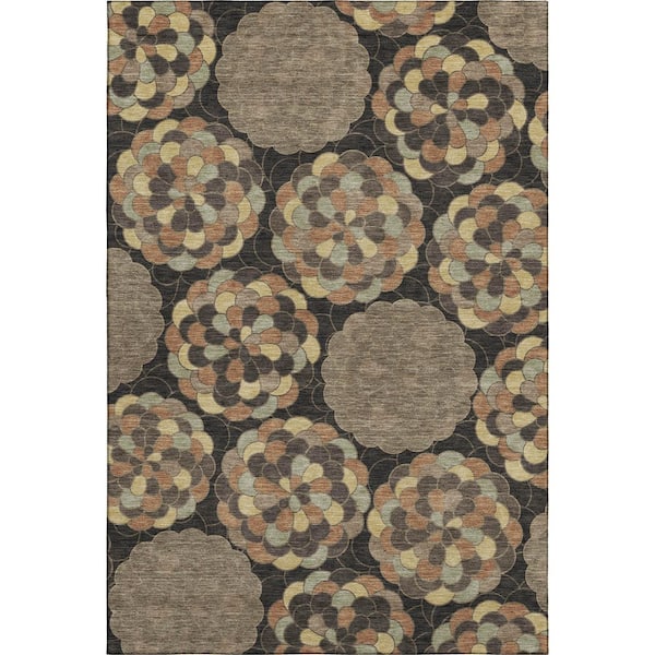 Mayfield Premium Machine Washable Abstract AMF2466 Brown 9 ft. x 12 ft. Area Rug