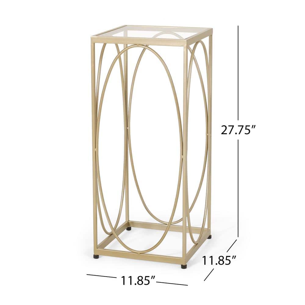 Champagne Gold and Black Glass Top Rectangular End Table