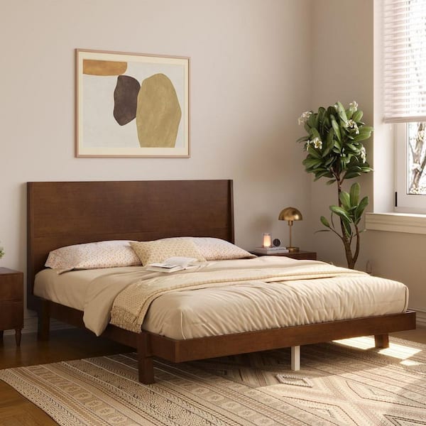 Internet Frame Designs Harper & Bright Designs Walnut(Brown) Mid-Century Modern Solid Wood ...