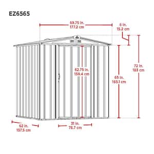 6 ft. H x 5 ft. D x 5.5 ft. W EZEE Galvanized Steel Low Gable Shed in Cream/Charcoal Trim with Snap-IT Quick Assembly