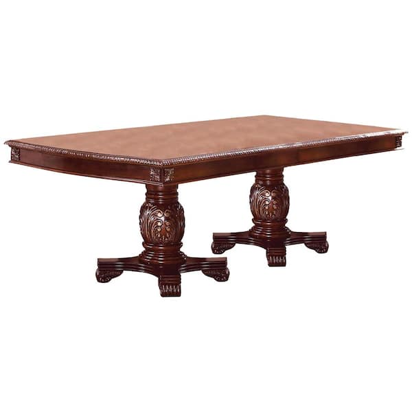 Acme Furniture Chateau De Ville Cherry Wood 46 in. Double Pedestal Dining Table Seats 6