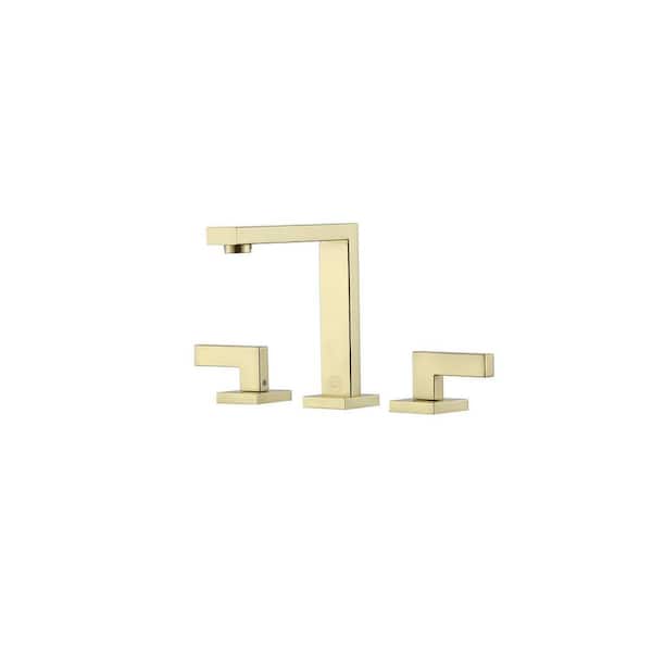 8 in. Widespread Double-Handle Bathroom Sink Faucet in Brushed Gold