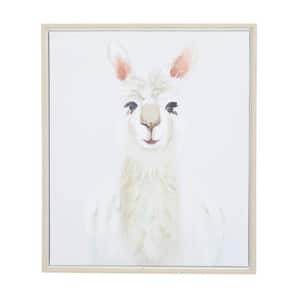 1- Panel Llama Framed Wall Art with Brown Frame 28 in. x 24 in.