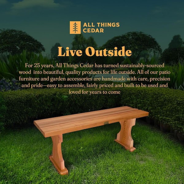 45 Deluxe Cedar Wood Backless Bench, Indoor Outdoor Ottoman