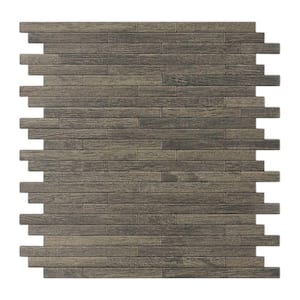 Woodly Painted Natural Wood 12.09 in. x 11.97 in. x 5 mm Metal Self-Adhesive Wall Mosaic Tile (1 sq.ft./Each)