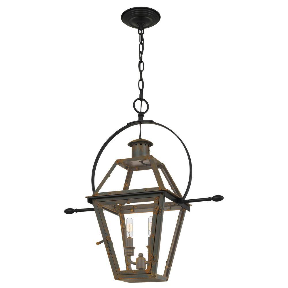 Quoizel 23.5" Industrial Bronze Outdoor Pendant with Clear Glass