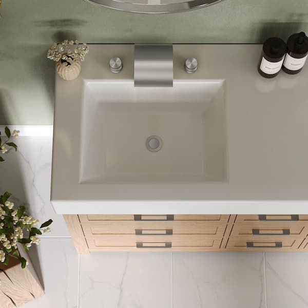 Waterfall Curved Spout 3-Hole 8 in. Widespread 2-Handle Bathroom Faucet in Brushed Nickel Pop-Up Drain Included