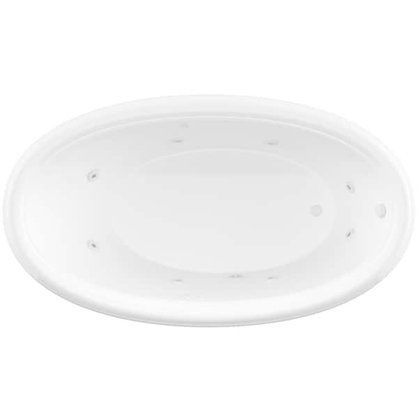 Topaz Series 60 in. x 36 in. Oval Whirlpool Bathtub with Left Side Drain and V-Style Back Jets in Glossy Smooth White