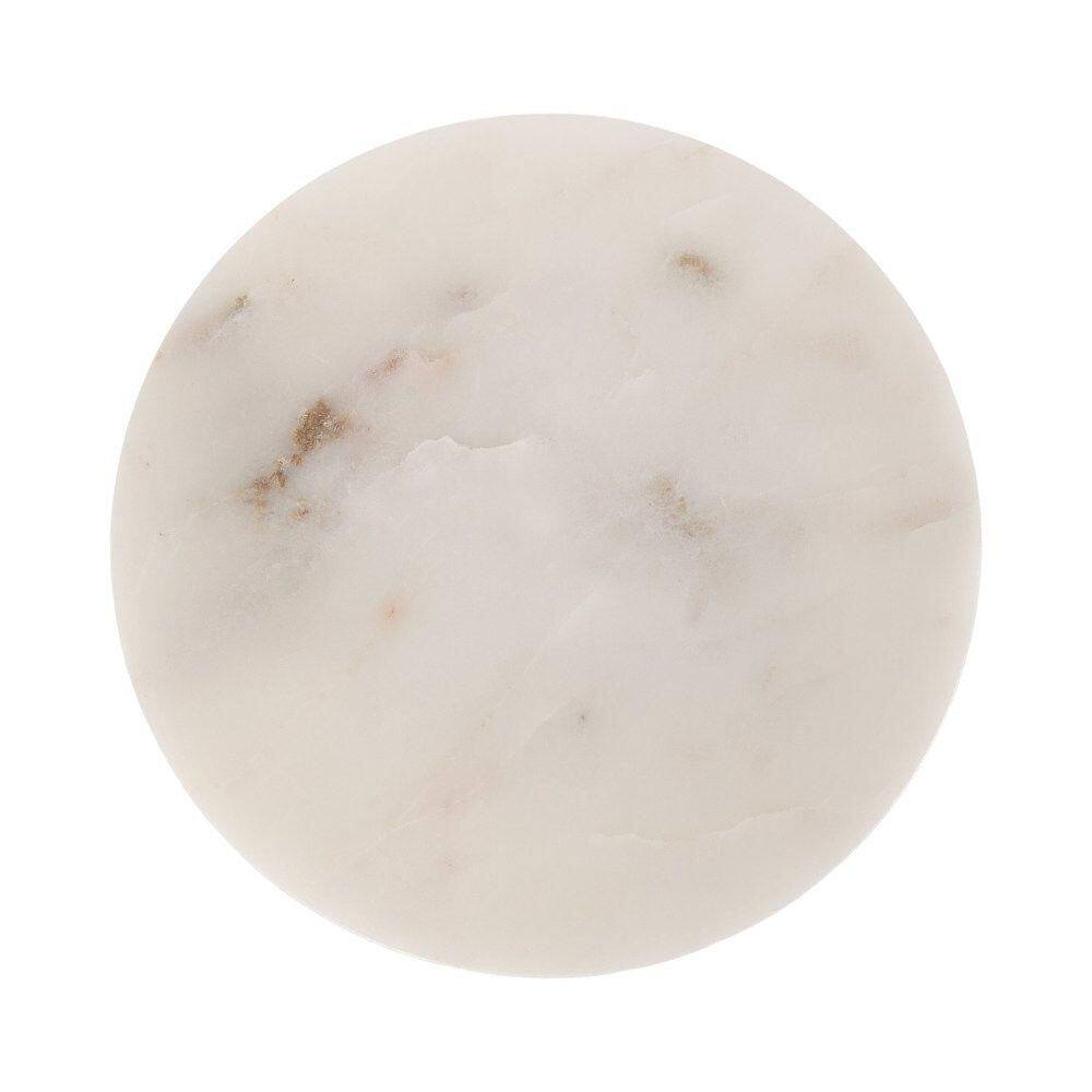 Wegner 8 in. White/Natural Round Marble End Table - thumbnail 7