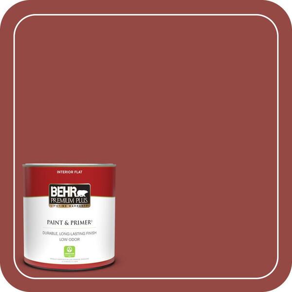 BEHR PREMIUM PLUS 1 qt. Home Decorators Collection #HDC-FL14-4 Cranberry Zing Flat Low Odor Interior Paint & Primer