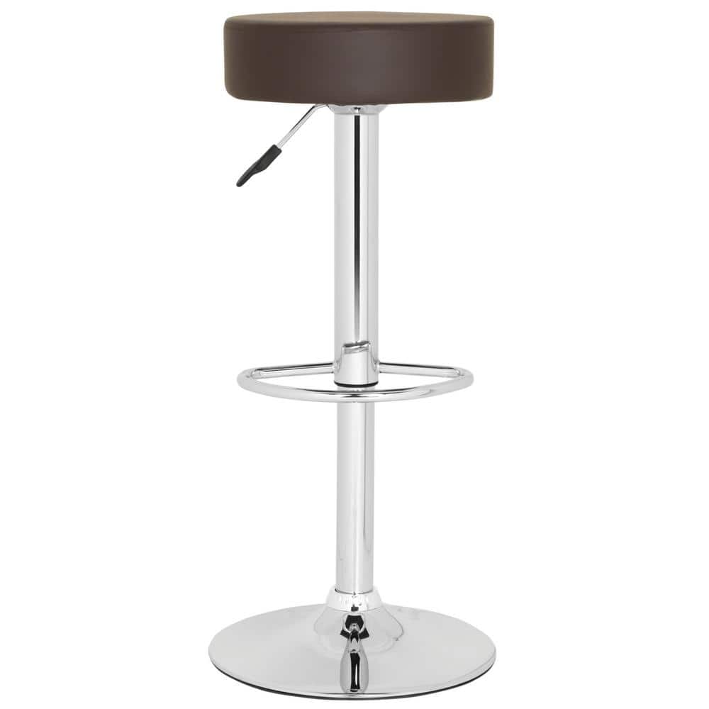 Transitional Jude 15'' Brown Metal Swivel Adjustable Bar Stool