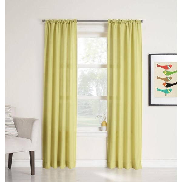 LICHTENBERG Sheer Citrine No. 918 Millennial Ryan Heathered Texture Sheer Curtain Panel, 40 in. W x 63 in. L