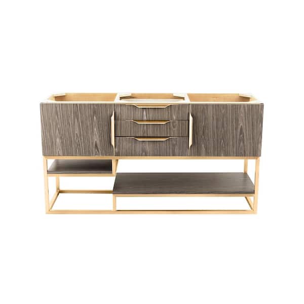 James Martin Vanities Columbia 58.8 in. W x 19.5 in. D x 36.0 in. H Double Bath Vanity Cabinet without Top in Ash Gray