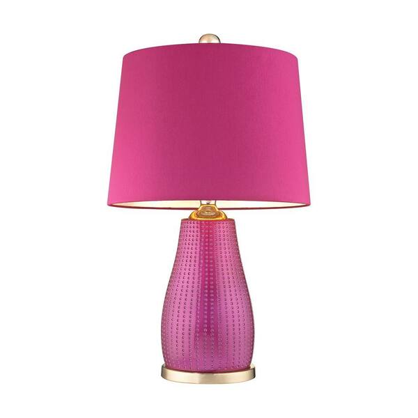 Titan Lighting Brigitte 26 in. Cerise Pink Table Lamp with Pink Shade