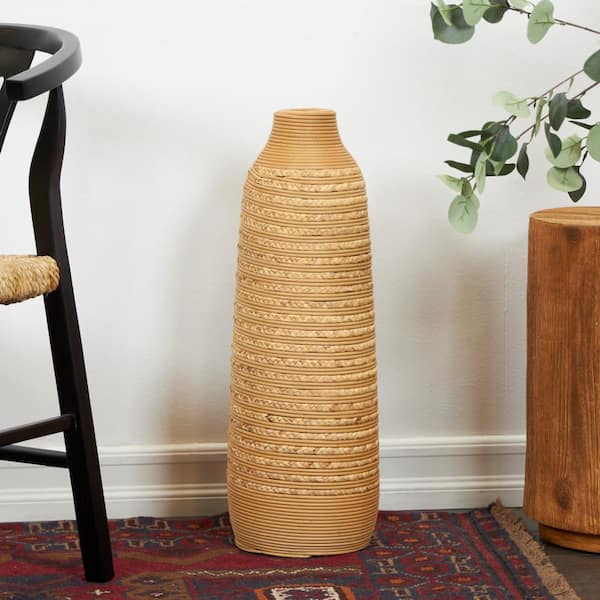 Litton Lane 24 in. Light Brown Handmade Seagrass Decorative Vase