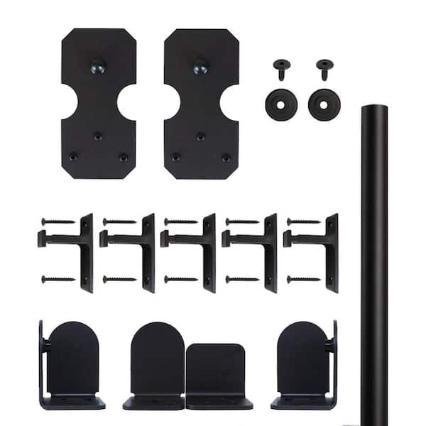 78-3/4 in. x 1-9/16 in. Black Steel Horseshoe Rail Sandy Sliding Door Hardware Kit 78-3/4 in. x 1-9/16 in. Black Steel Horseshoe Rail Sandy Sliding Door Hardware Kit