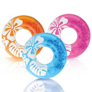 36 in. Colorful Transparent Inflatable Round Swimming Pool Ring Float