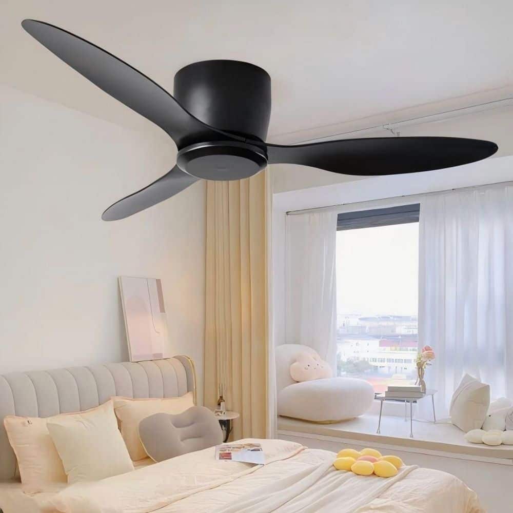 52 in. Indoor Black Flush Mount Ceiling Fan with 6 Speed and Reversible DC Motor, Remote Control price history on PriceWatchPro