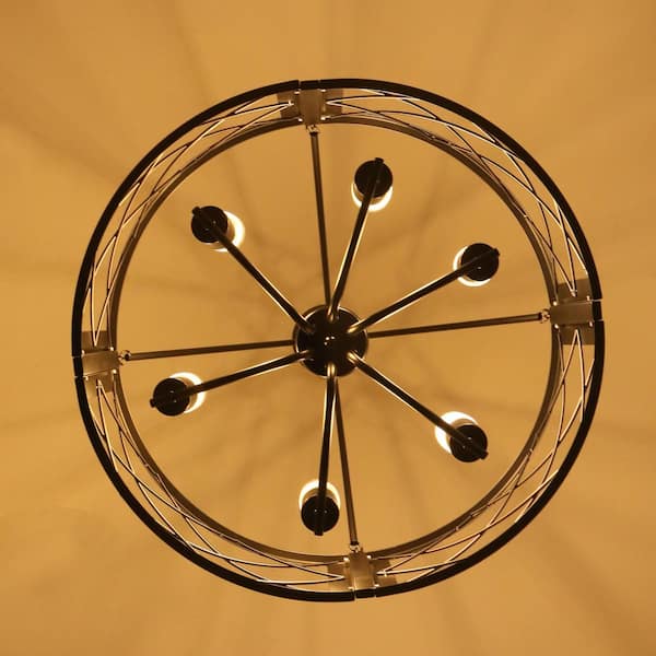 LWYTJO 6-Light 21.7 in. Matte Black Modern Farmhouse Drum Cage