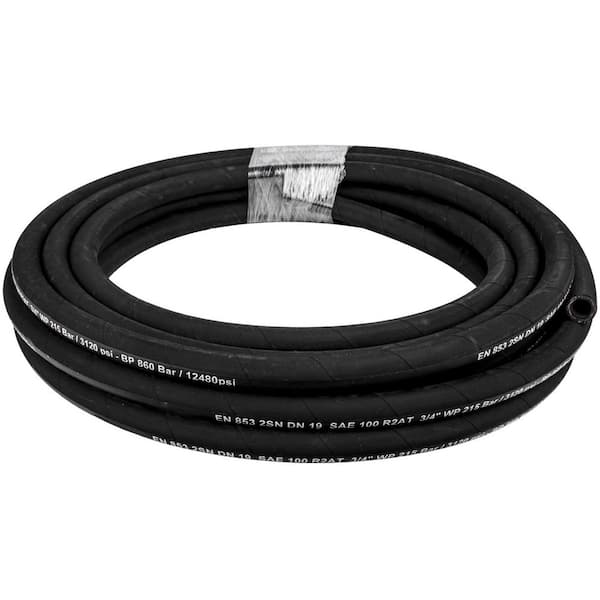 Hydraulic Hose 3/8 in. x 100 ft. Coiled Hydraulic Hose 4800 PSI, Rubber Hydraulic Hose, Hydraulic Oil Flexible Hose