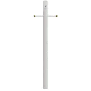 8 ft. White Outdoor Direct Burial Lamp Post with Cross Arm and Auto Dusk-Dawn Photocell fits 3 in. Post Top Fixtures