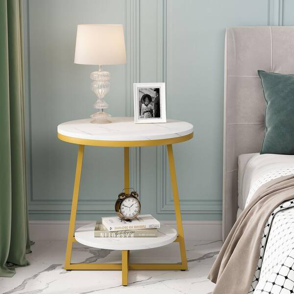 Gold Ceramic Stool Side End Bedside Table Night Stand Plant Display Shelf Decor 
