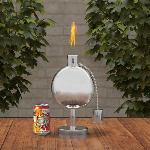 Pure Garden 10 in. Stainless Steel Tabletop Torch Lamp HW1500025 The Home Depot