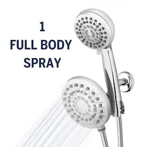 8-Spray Patterns with 1.8 GPM 6.25 in. Wall Mount Dual Shower Head and Handheld Shower Head in Chrome