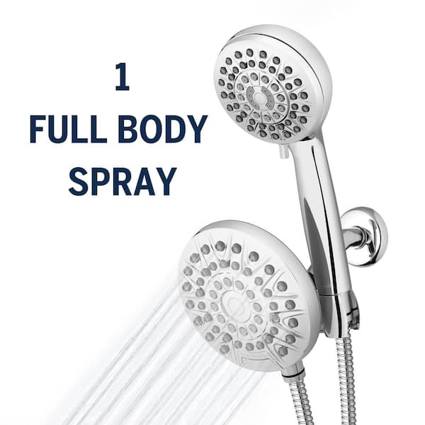 8-Spray Patterns with 1.8 GPM 6.25 in. Wall Mount Dual Shower Head and Handheld Shower Head in Chrome