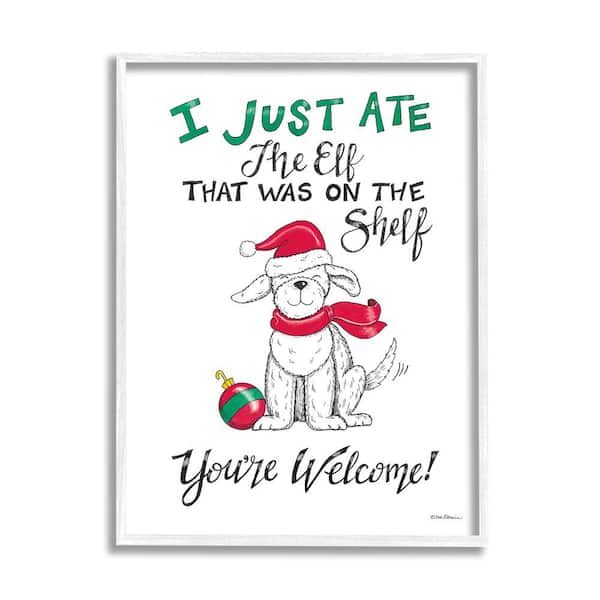 Stupell Industries Funny Christmas Dog Phrase by Deb Strain 1-Piece Framed Graphic Print Animal Poster Art Print 20 in. x 16 in.
