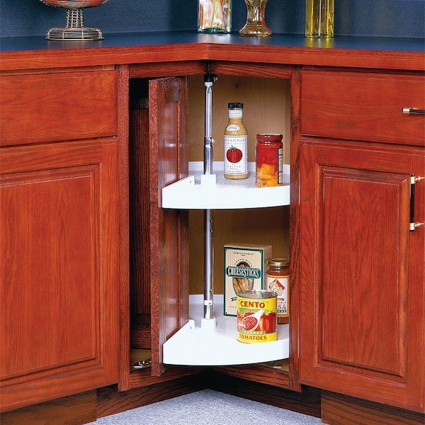 Knape Vogt 33 In H X 28 In W X 28 In D 2 Shelf Pie Cut Door Mount Lazy Susan Cabinet Organizer Ppn28s W The Home Depot