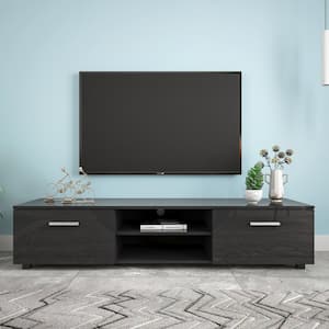 63 in. Black TV Stand Fits TV's up to 70 in. with Open Shelves