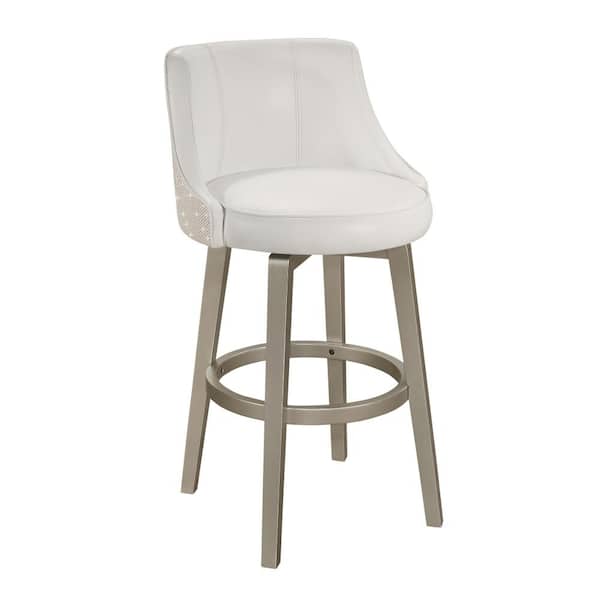Hillsdale Furniture Stonebrooke 41 in White High Back 30 in Bar Height with Faux Leather Seat