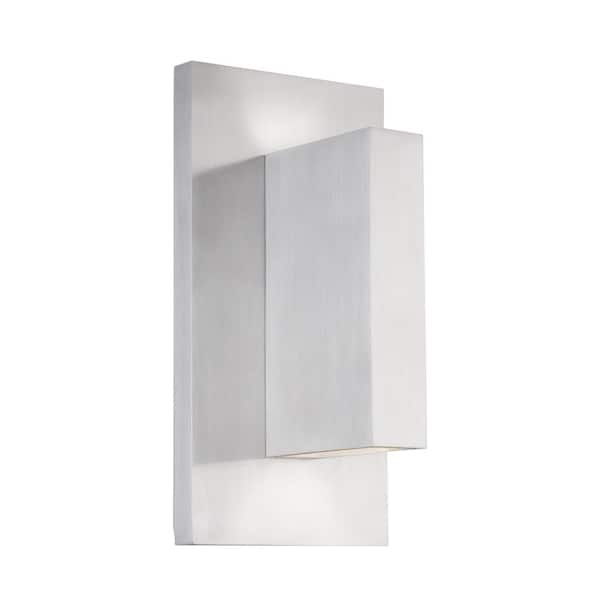 KUZCO Vista 9-in 1-Light 7-Watt Brushed Nickel Integrated LED Exterior Wall Sconce