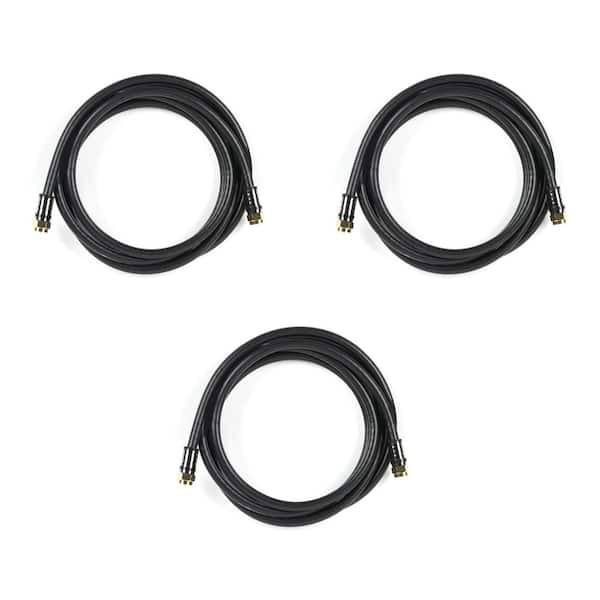 Commercial Electric 6 ft. RG-6 Coaxial Cable, Black (3-Pack)