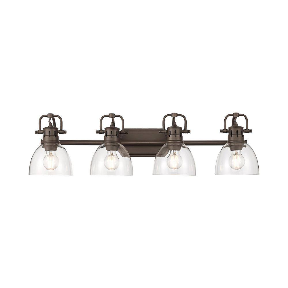 Duncan 8.25 in. 4 Light Rubbed Bronze Vanity Light with Clear Glass Shade price history on PriceWatchPro