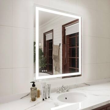 niveal Iris 30 in. W x 36 in. H Rectangular Frameless LED Wall Bathroom Vanity Mirror in Silver LMP04-3036DF1
