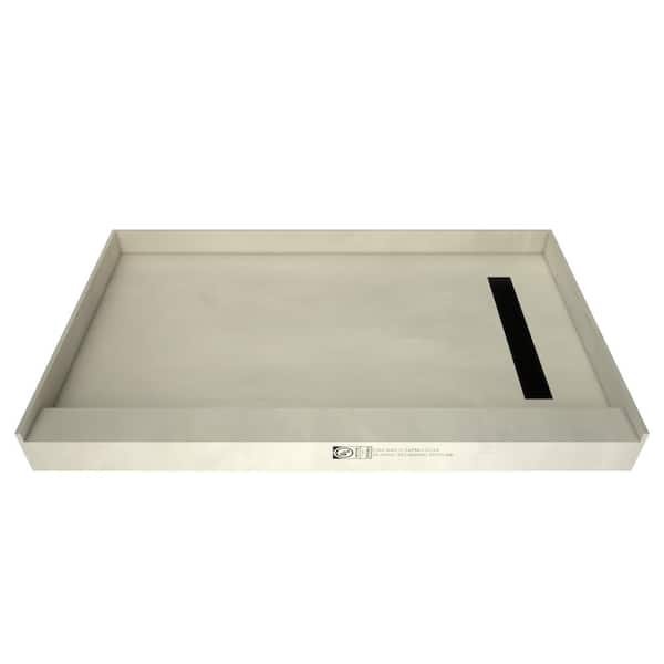Tile Redi Redi Trench 54 in. L x 30 in. W Single Threshold Alcove Shower Pan Base with Right Drain and Matte Black Drain Grate