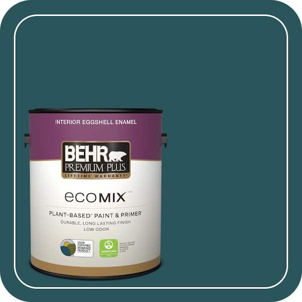 1 gal. #MQ6-01 Ocean Abyss Eggshell Enamel EcoMix Plant-Based Interior Paint & Primer