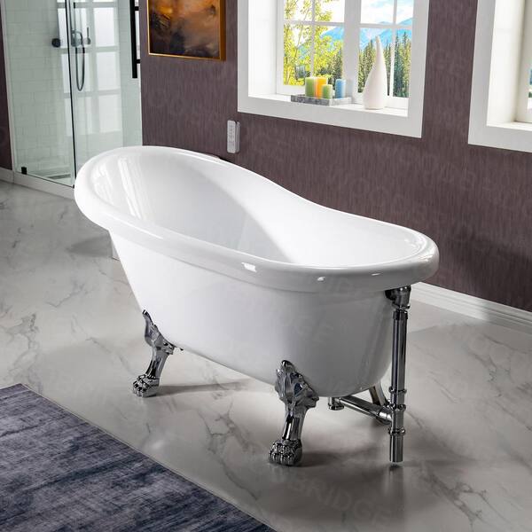 Duty Acrylic Slipper Clawfoot Bath Tub, Woodbridge 54 Modern Bathroom Freestanding Bathtub