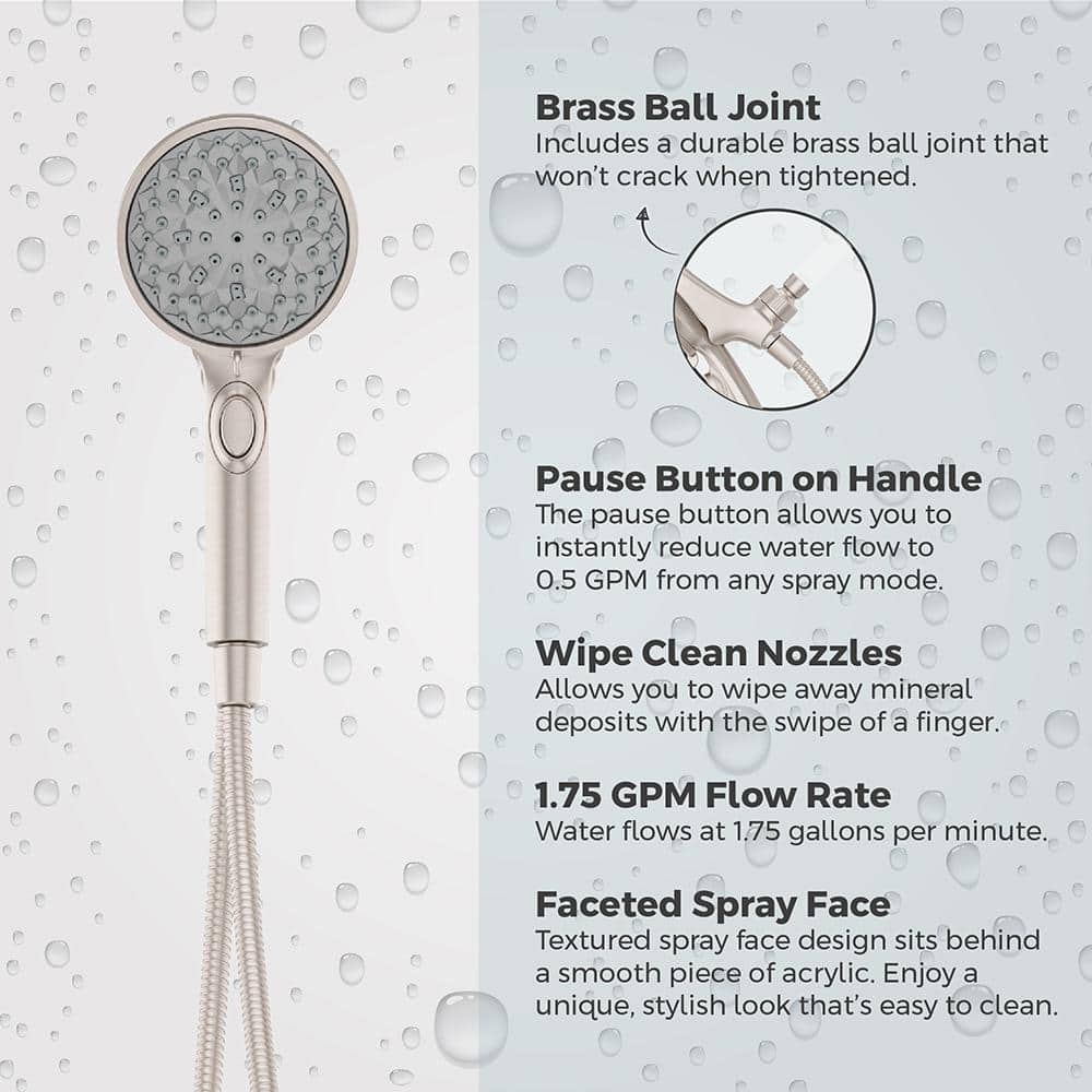 Spot Defense Brushed Nickel Handheld Shower Head with 6-Spray Settings