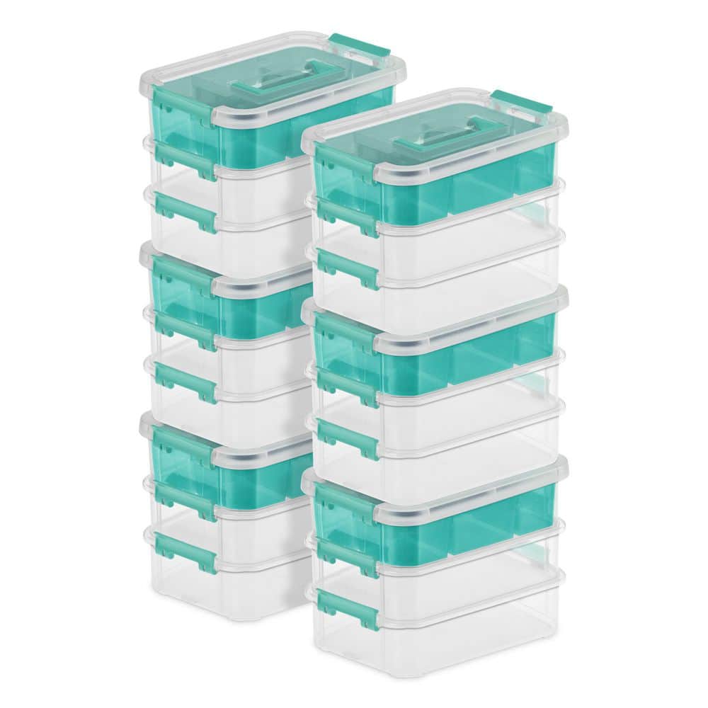 Sterilite Convenient Home 3-Tiered Stack Carry Storage Box, Clear